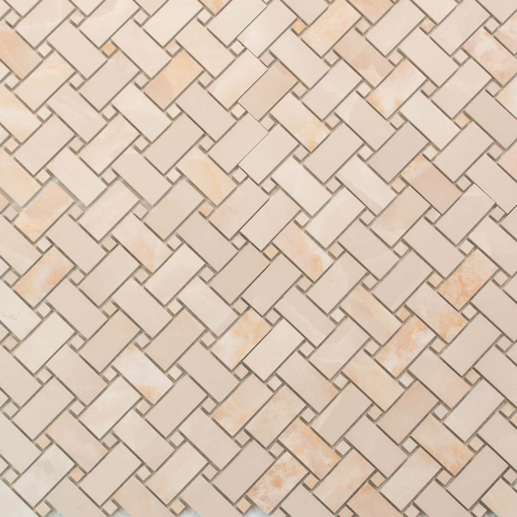 Crepe Pink 12x12 Matte Basketweave Porcelain Mosaic Tile (5 pack, 4.84 sq ft/case)