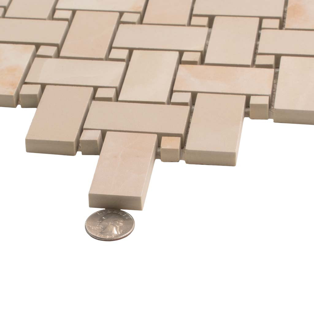 Crepe Pink 12x12 Matte Basketweave Porcelain Mosaic Tile (5 pack, 4.84 sq ft/case)