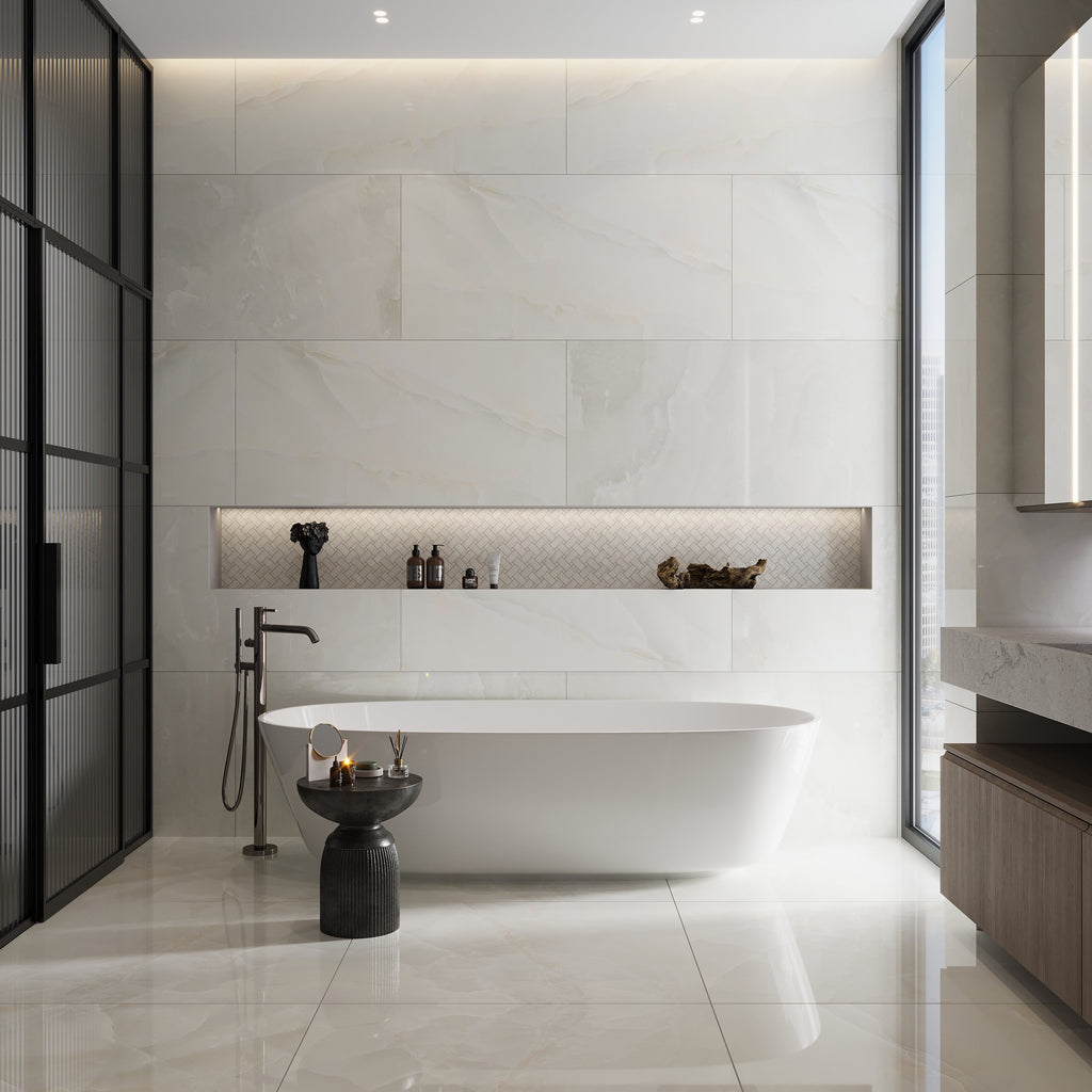 Alabaster White 24x48 Lappato Porcelain Large Format Tile (2 pack, 15.5 sq ft/case)