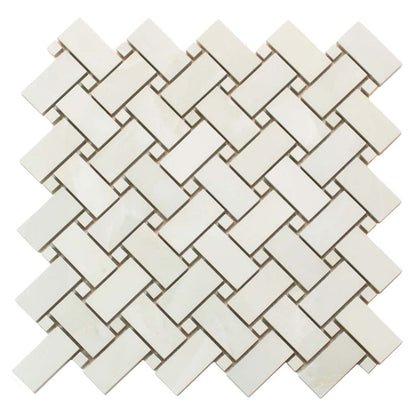 Alabaster White 12x12 Matte Basketweave Porcelain Mosaic Tile (5 pack, 4.84 sq ft/case)
