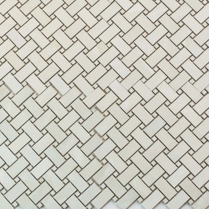 Alabaster White 12x12 Matte Basketweave Porcelain Mosaic Tile (5 pack, 4.84 sq ft/case)