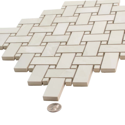 Alabaster White 12x12 Matte Basketweave Porcelain Mosaic Tile (5 pack, 4.84 sq ft/case)