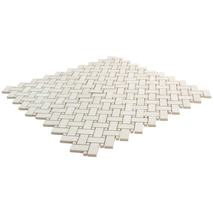 Alabaster White 12x12 Matte Basketweave Porcelain Mosaic Tile (5 pack, 4.84 sq ft/case)