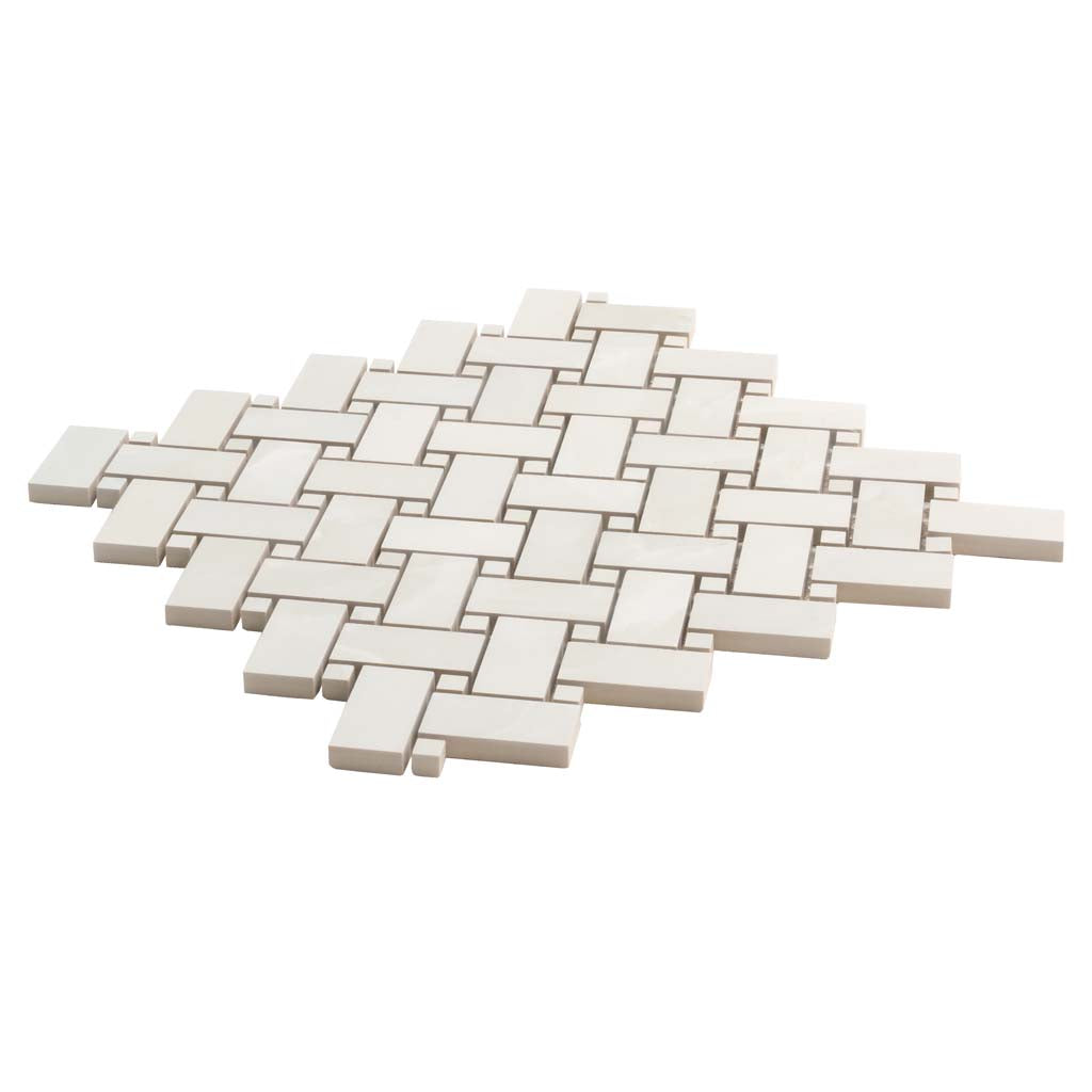 Alabaster White 12x12 Matte Basketweave Porcelain Mosaic Tile (5 pack, 4.84 sq ft/case)