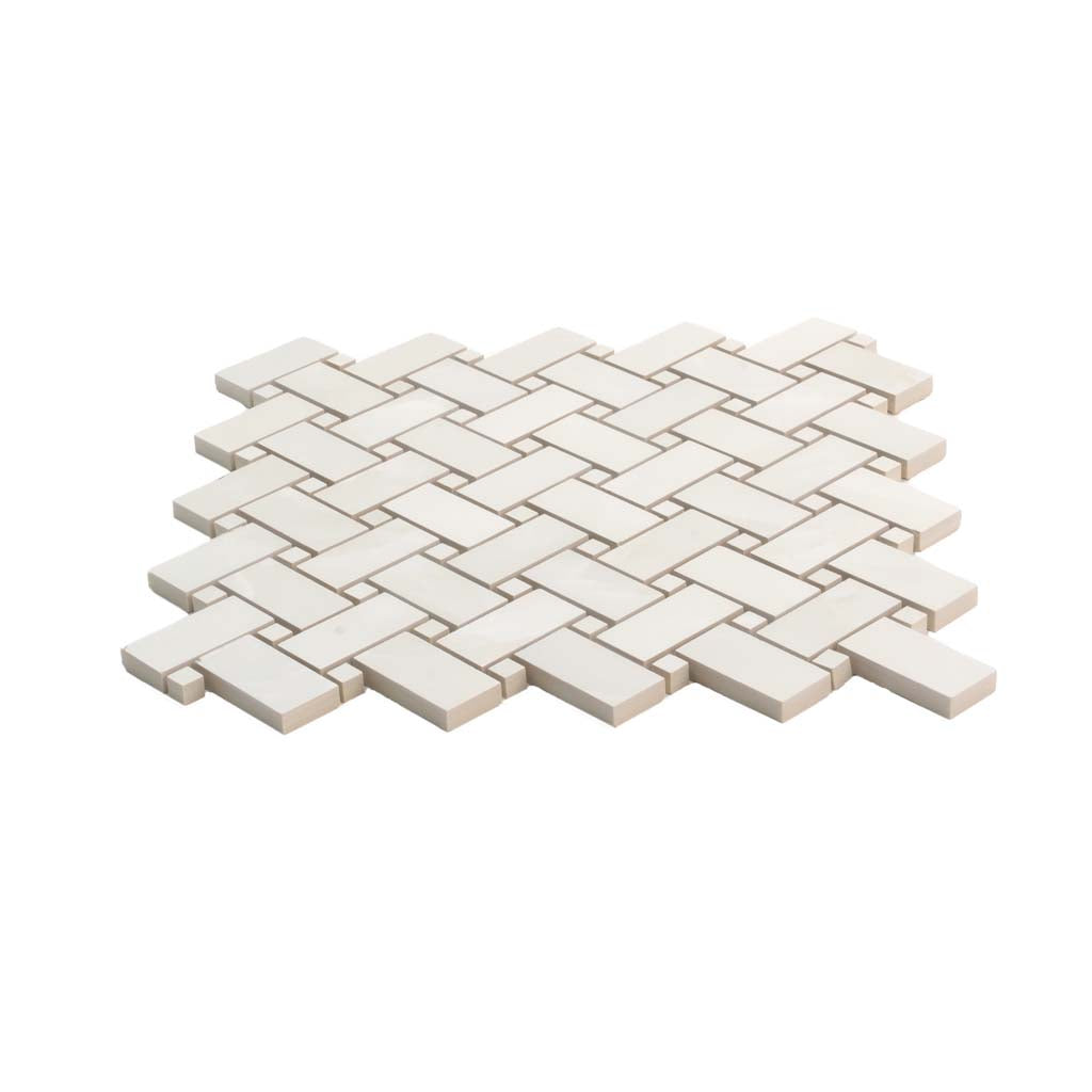 Alabaster White 12x12 Matte Basketweave Porcelain Mosaic Tile (5 pack, 4.84 sq ft/case)
