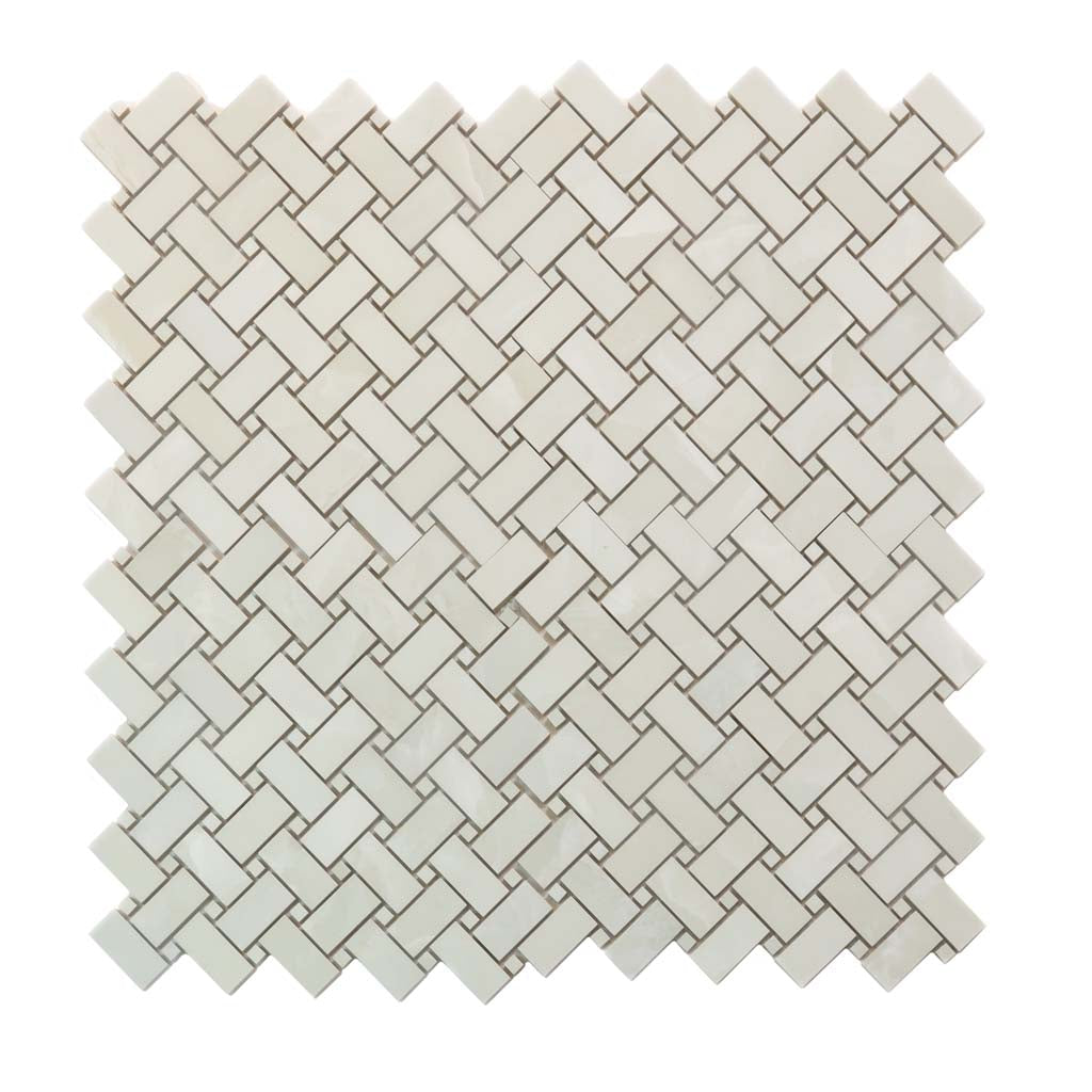 Alabaster White 12x12 Matte Basketweave Porcelain Mosaic Tile (5 pack, 4.84 sq ft/case)