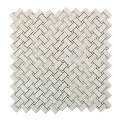 Alabaster White 12x12 Matte Basketweave Porcelain Mosaic Tile (5 pack, 4.84 sq ft/case) - Sample