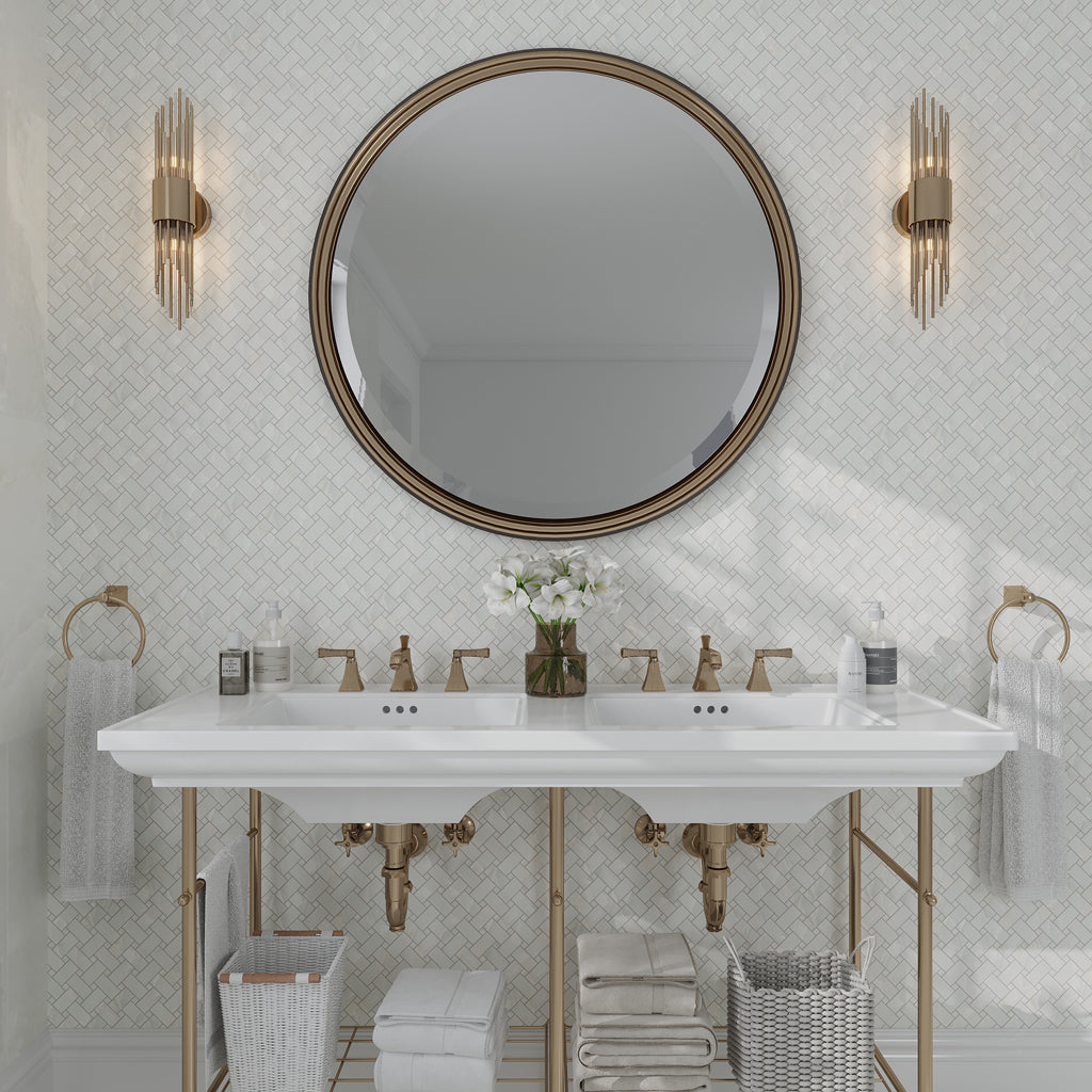 Alabaster White 12x12 Matte Basketweave Porcelain Mosaic Tile (5 pack, 4.84 sq ft/case)