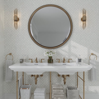 Alabaster White 12x12 Matte Basketweave Porcelain Mosaic Tile (5 pack, 4.84 sq ft/case)