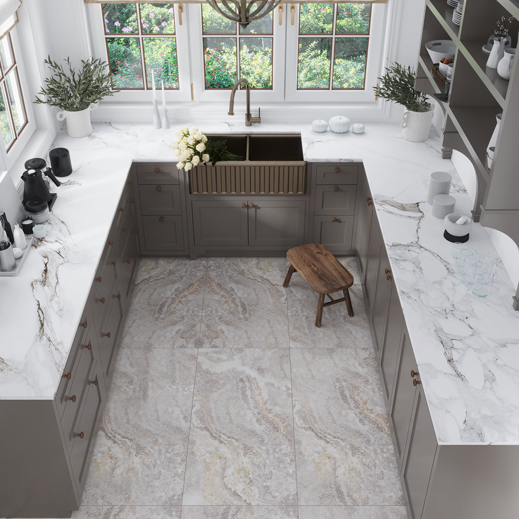 Light Taupe Beige 24x48 Polished Porcelain Large Format Tile (2 pack, 15.55 sq ft/case)