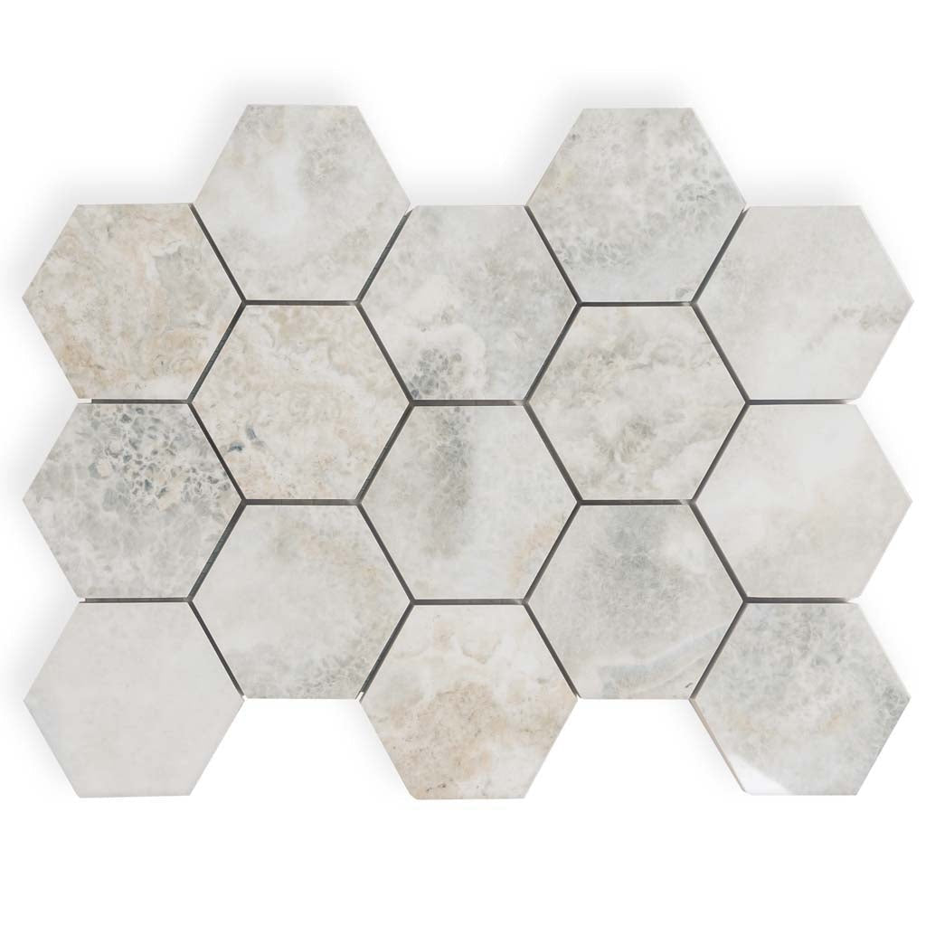 Light Taupe Beige 9x13 Polished Hexagon Porcelain Mosaic Tile (9 pack, 7.09 sq ft/case)