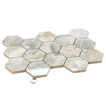 Light Taupe Beige 9x13 Polished Hexagon Porcelain Mosaic Tile (9 pack, 7.09 sq ft/case)
