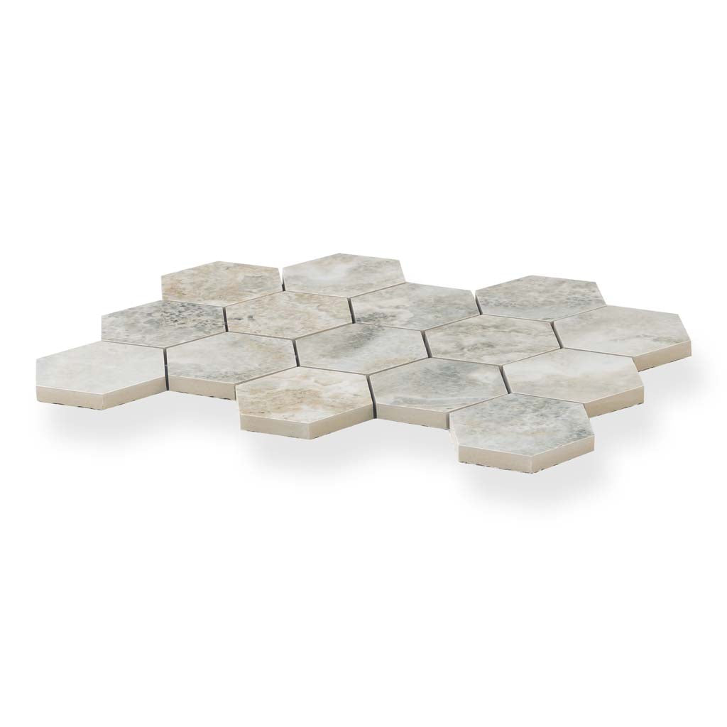 Light Taupe Beige 9x13 Polished Hexagon Porcelain Mosaic Tile (9 pack, 7.09 sq ft/case)