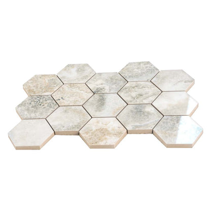 Light Taupe Beige 9x13 Polished Hexagon Porcelain Mosaic Tile (9 pack, 7.09 sq ft/case)