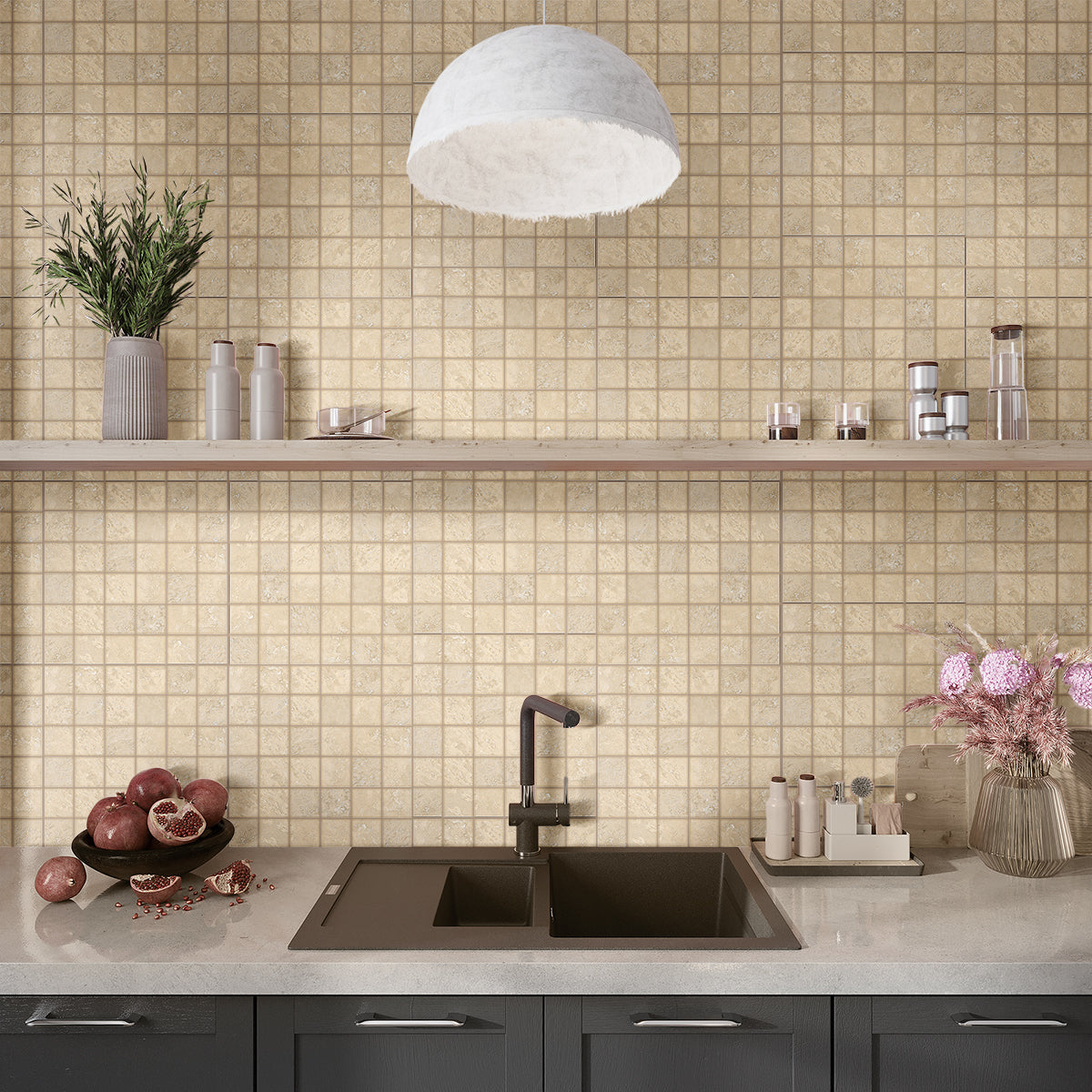 Sand Beige 12x12 Matte Uniform Square Porcelain Mosaic Tile (11 pack, 10.65 sq ft/case) - Sample