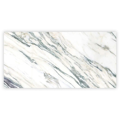 Ivory white with Green Vein 24x48 Polished Porcelain Large Format Tile (2 pack, 15.5 sq ft/case)