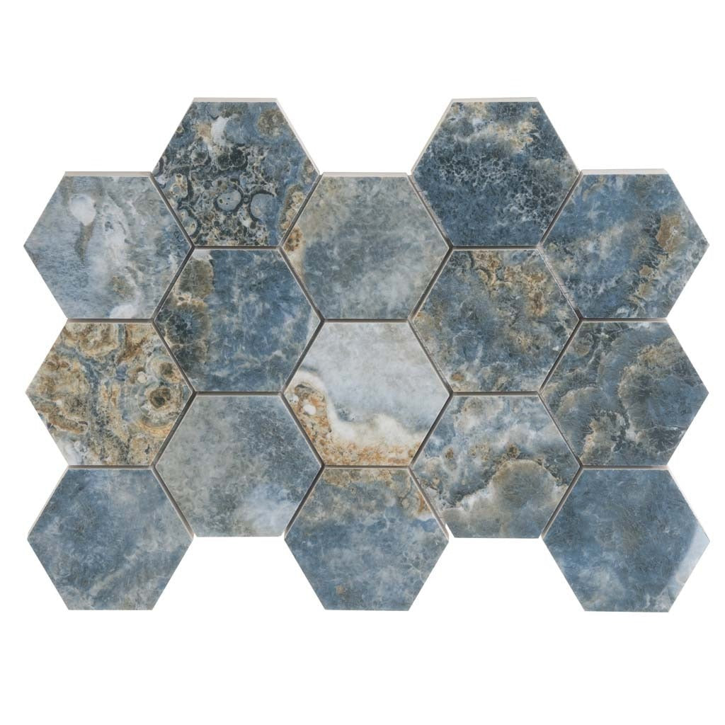 Hale Navy 9x13 Polished Hexagon Porcelain Mosaic Tile (9 pack, 7.09 sq ft/case) - Sample