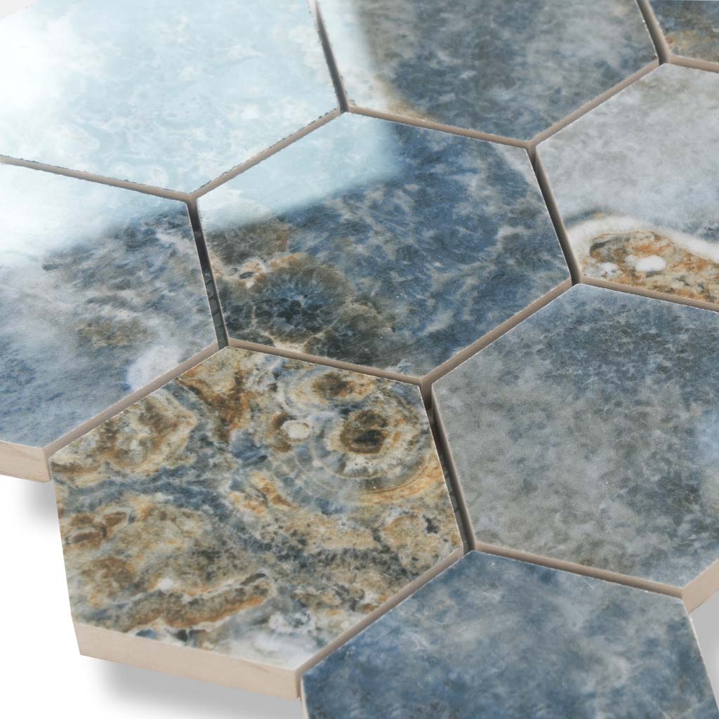 Hale Navy 9x13 Polished Hexagon Porcelain Mosaic Tile (9 pack, 7.09 sq ft/case)