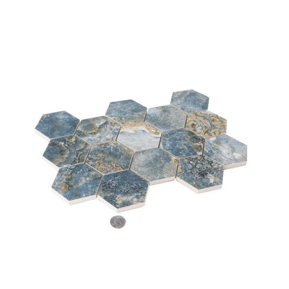 Hale Navy 9x13 Polished Hexagon Porcelain Mosaic Tile (9 pack, 7.09 sq ft/case)