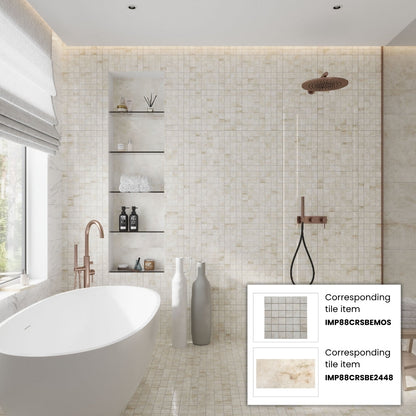 Light Cream Beige 12x12 Lappato Square Porcelain Mosaic Tile (5 pack, 4.84 sq ft/case)