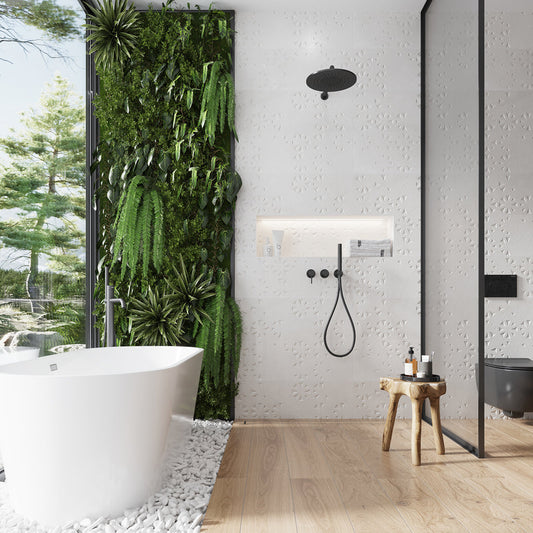 White 12x36 Matte Floral Ceramic Large Format Tile (4 pack, 11.63 sq ft/case) - Sample