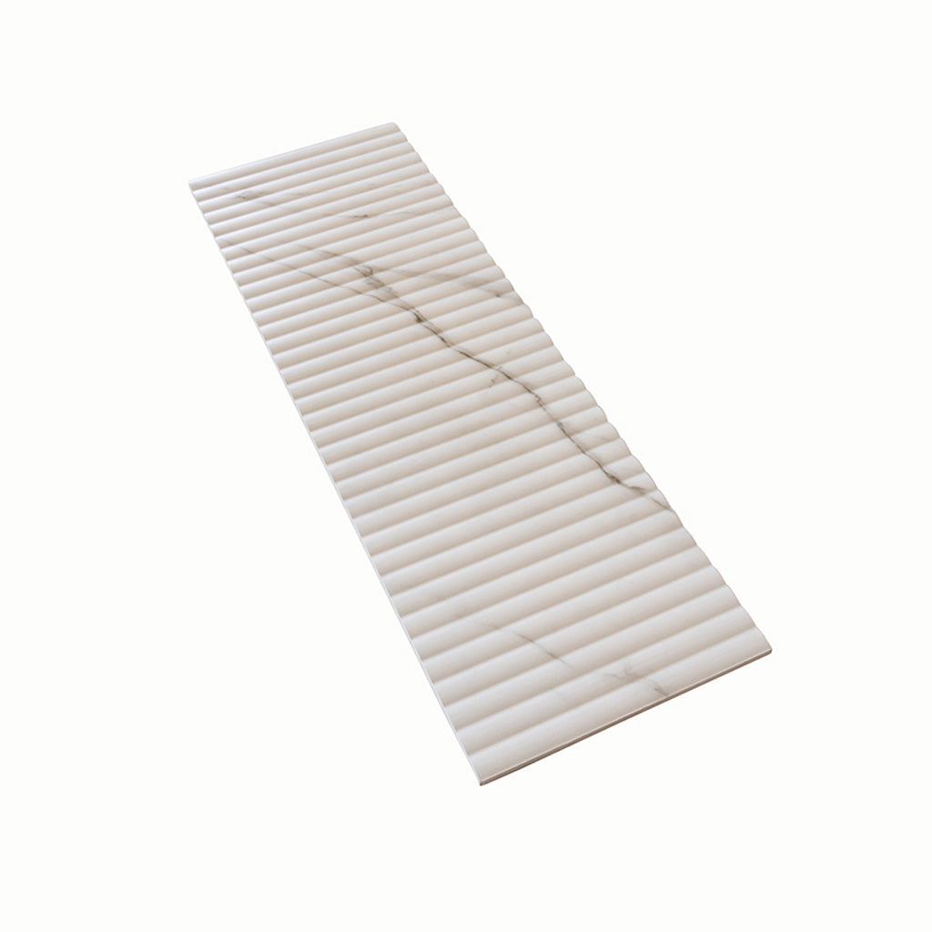 White 12x36 Matte Fluted Ceramic Large Format Tile (4 pack, 11.63 sq ft/case) - Sample