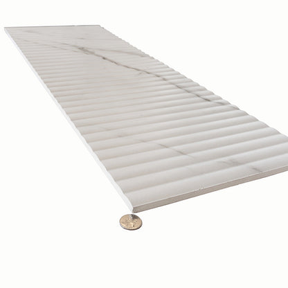 White 12x36 Matte Fluted Ceramic Large Format Tile (4 pack, 11.63 sq ft/case) - Sample