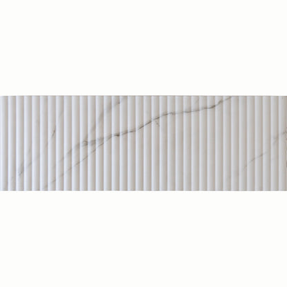 White 12x36 Matte Fluted Ceramic Large Format Tile (4 pack, 11.63 sq ft/case) - Sample