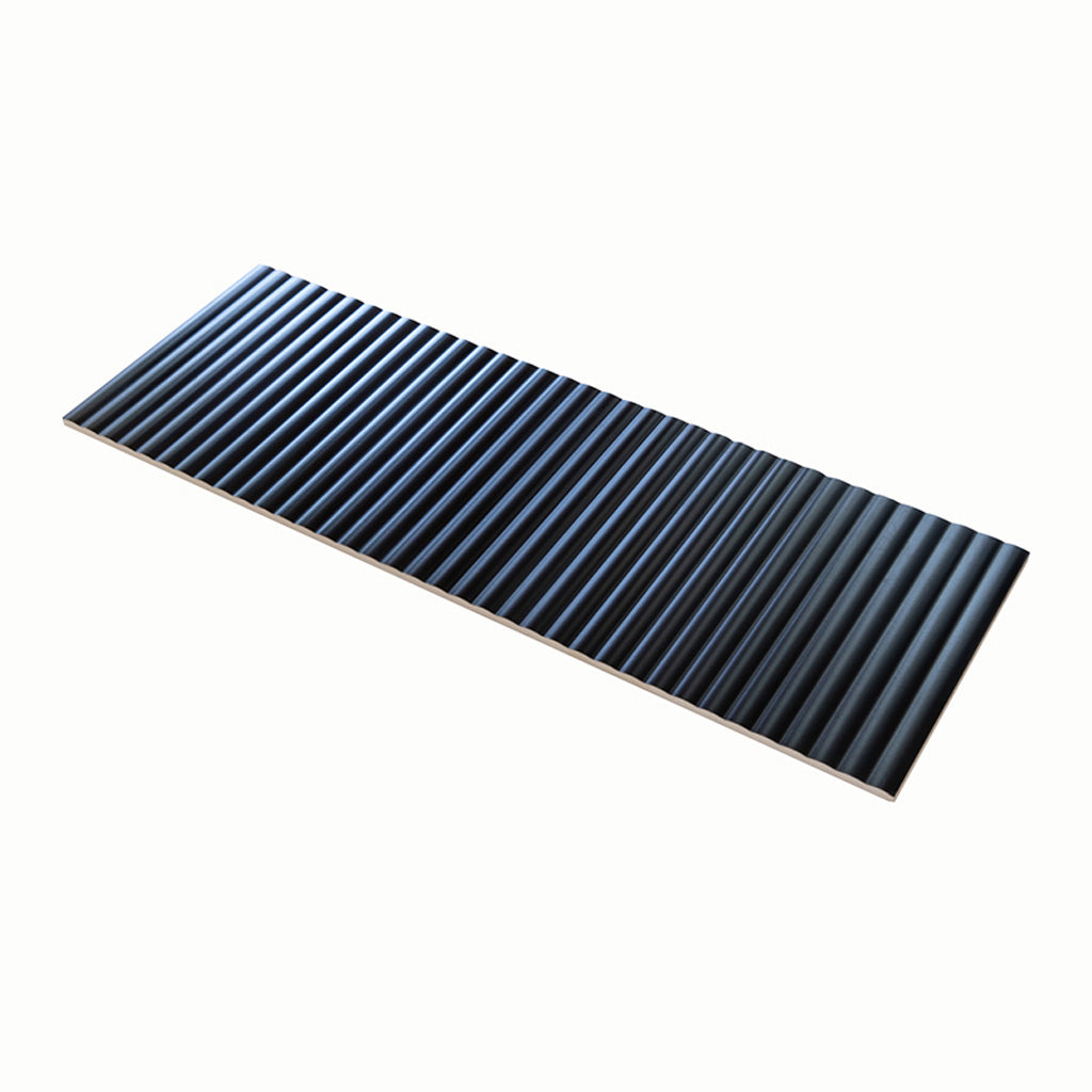 Black 12x36 Matte Fluted Ceramic Large Format Tile (4 pack, 11.63 sq ft/case) - Sample