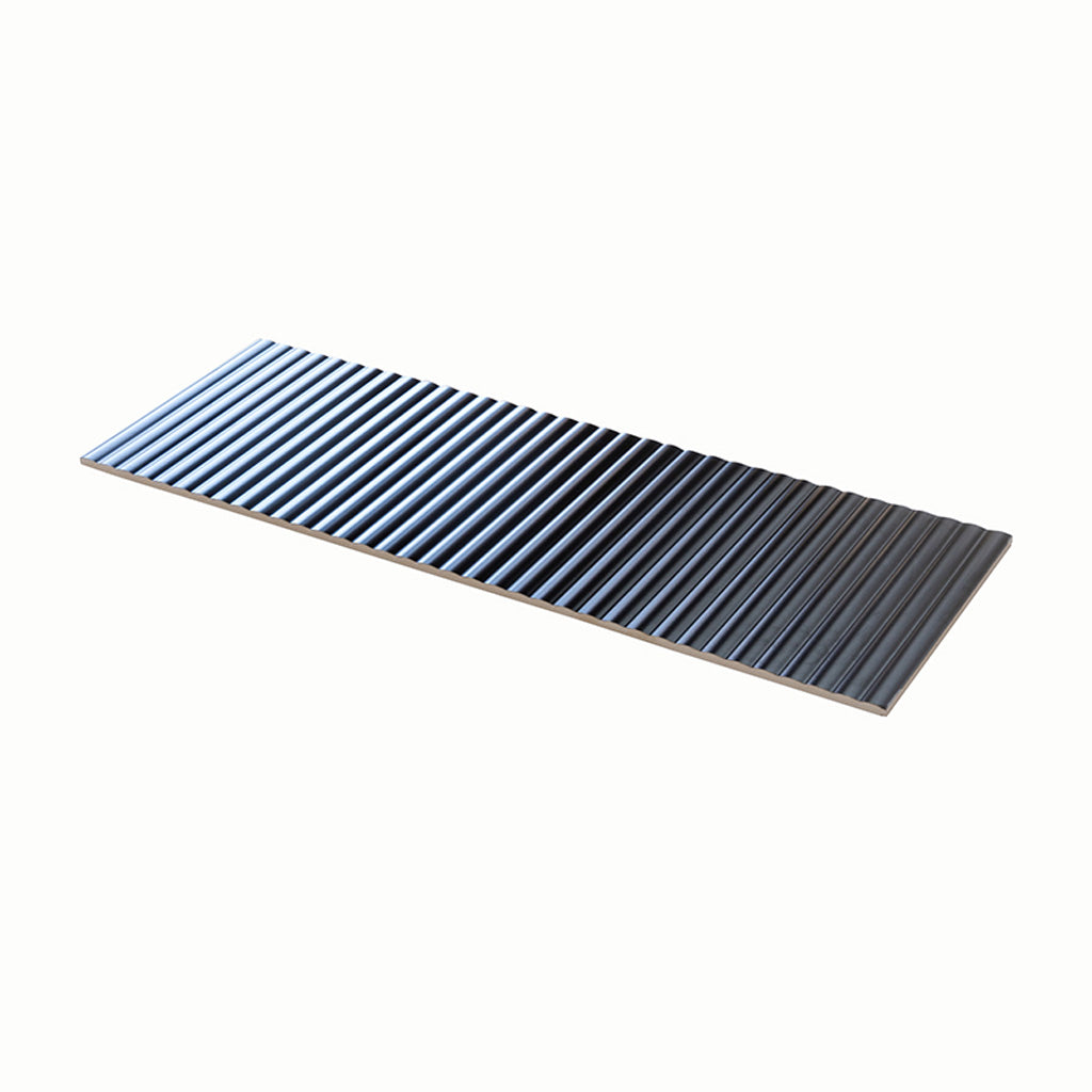 Black 12x36 Matte Fluted Ceramic Large Format Tile (4 pack, 11.63 sq ft/case) - Sample