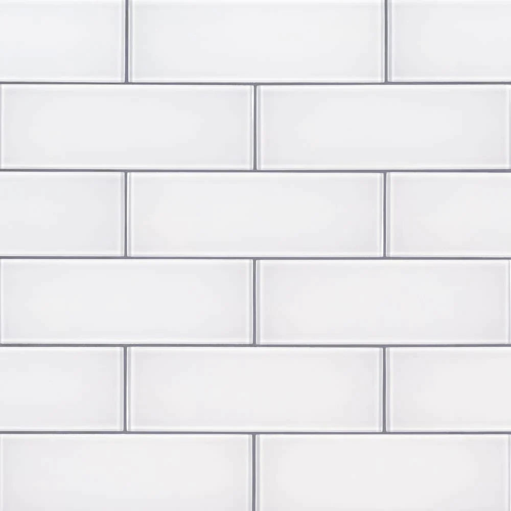 MSI Ice White Glass Subway Tile 3"x9"