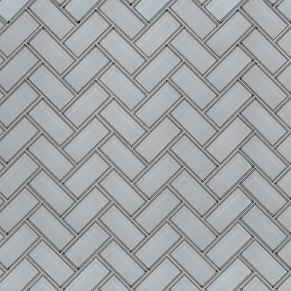 MSI Ice Bevel Herringbone Glass Mosaic Tile 11.08"x13.86"