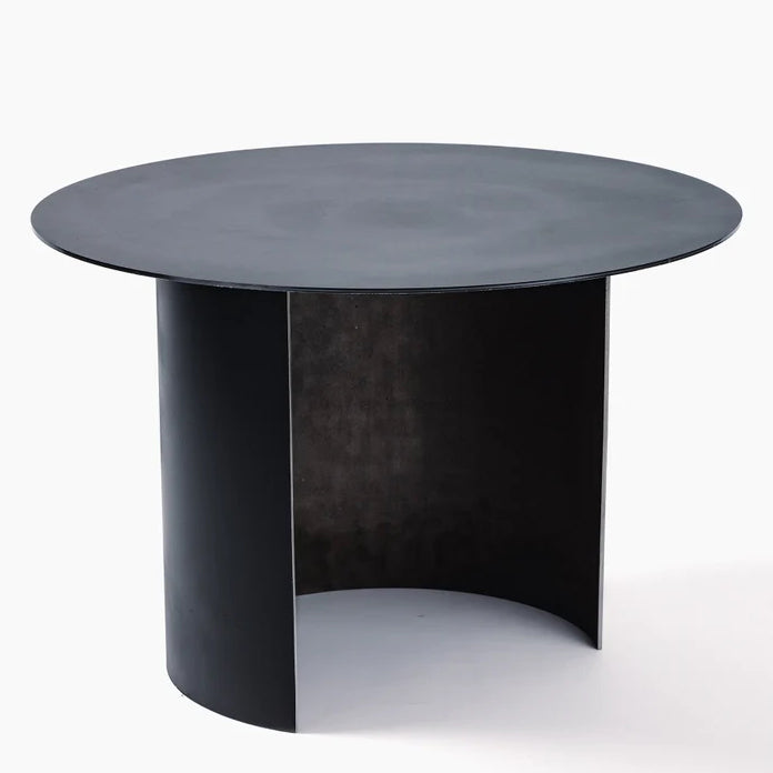Industrial Round Low Side Metal Table/Minimal Design (D)24" (H)16" front view