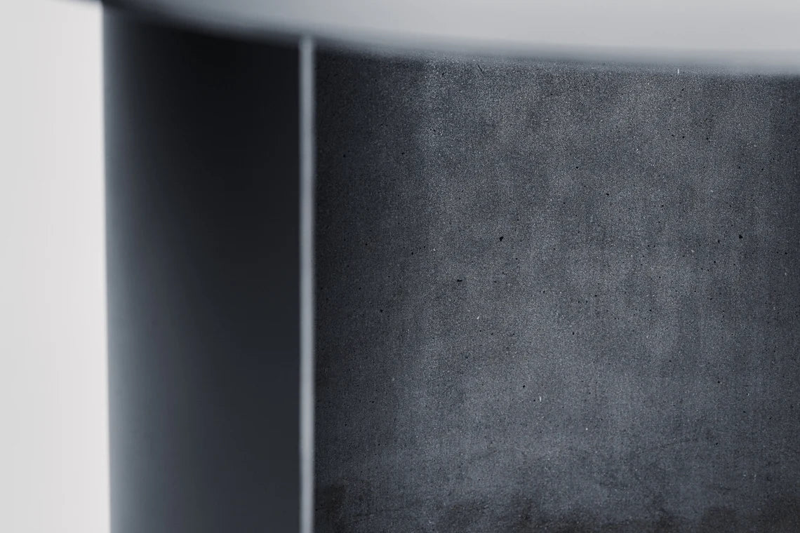 Industrial Round Low Side Metal Table/Minimal Design (D)24" (H)16" closeup view
