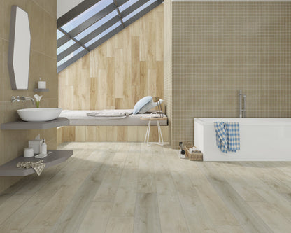 Island SPC Textured/Embossed 7"x60" Vinyl Flooring 6mm - Ivory Haze