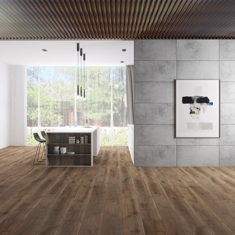 Island SPC Textured/Embossed 7"x60" Vinyl Flooring 6mm - Teak Ash