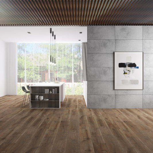 Island SPC Textured/Embossed 7"x60" Vinyl Flooring 6mm - Teak Ash
