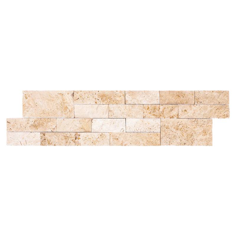 Ivory Beige Ledger 3D Panel 6"x24" Split-face Natural Travertine Wall Tile