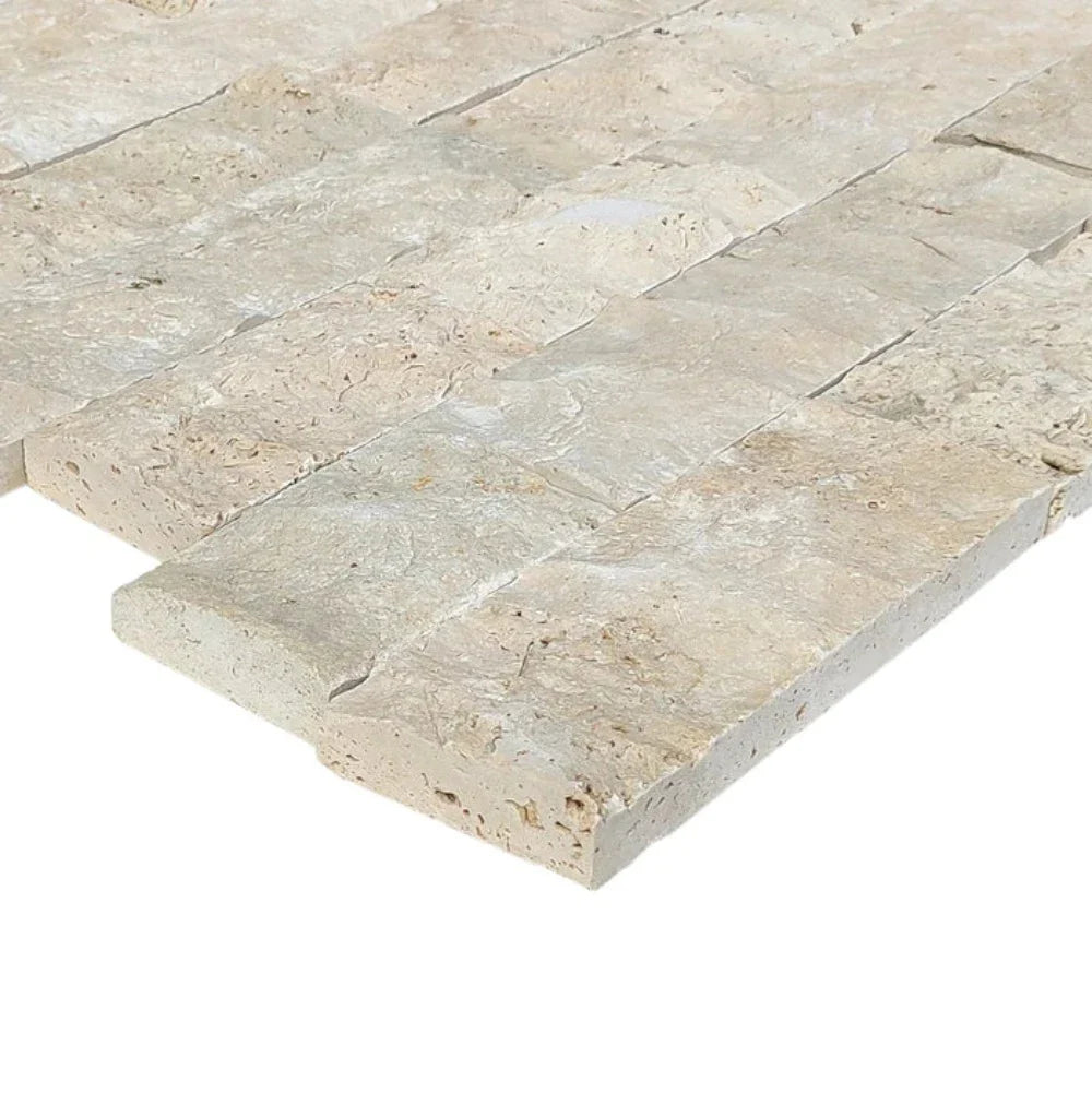 Ivory Light Travertine 4" X Free length split-face wall tile profile