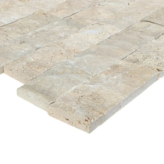 Ivory Light Travertine 4" X Free length split-face wall tile profile