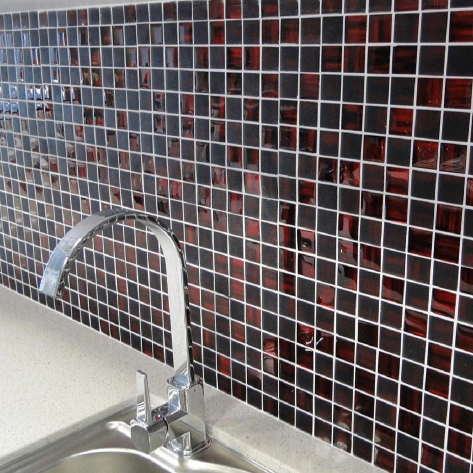 Jam Red 11x11 Glossy Matte Square Glass Mosaic Tile (5 pack, 4.43 sq ft/case) - Sample
