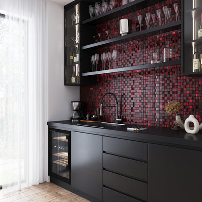Jam Red 11x11 Glossy Matte Square Glass Mosaic Tile (5 pack, 4.43 sq ft/case)