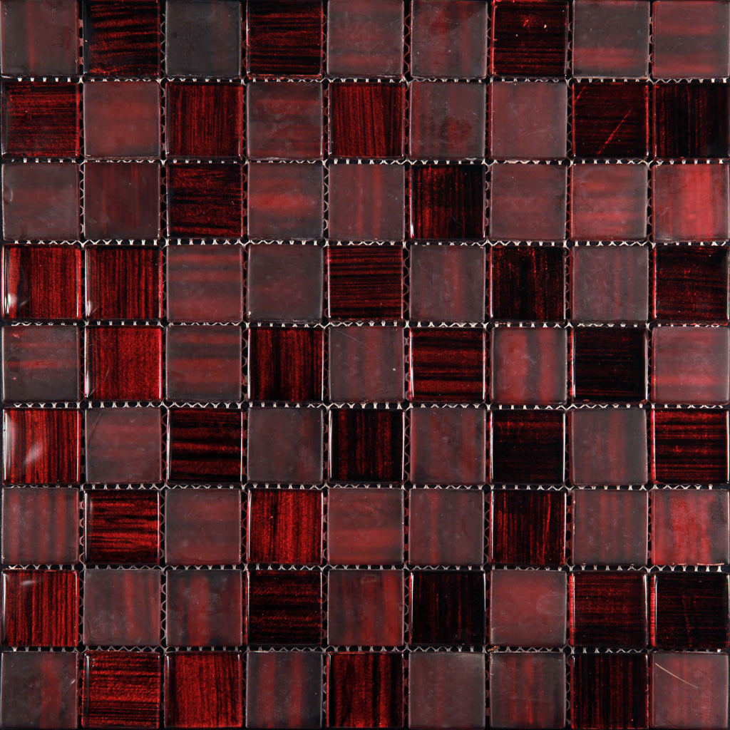 Jam Red 11x11 Glossy Matte Square Glass Mosaic Tile (5 pack, 4.43 sq ft/case) - Sample