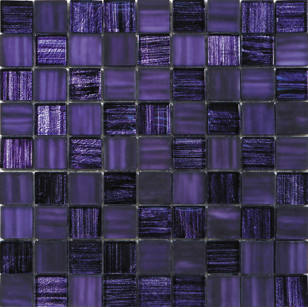 Purple 11x11 Glossy Matte Square Glass Mosaic Tile (5 pack, 4.43 sq ft/case)