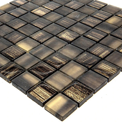 Black 11x11 Glossy Matte Square Glass Mosaic Tile (5 pack, 4.43 sq ft/case)
