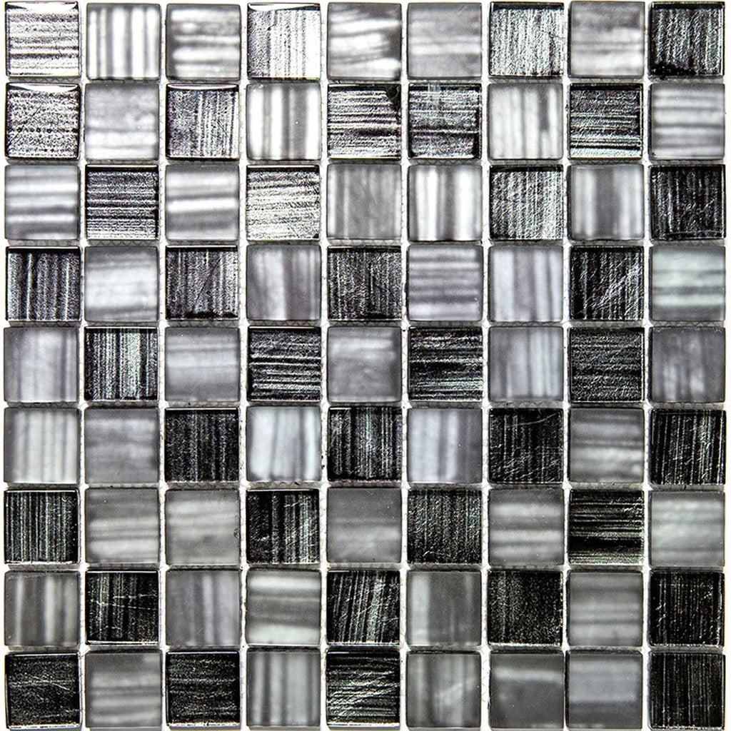 Black 11x11 Glossy Matte Square Glass Mosaic Tile (5 pack, 4.43 sq ft/case)