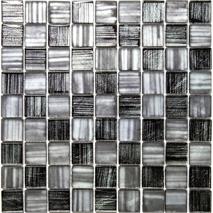 Black 11x11 Glossy Matte Square Glass Mosaic Tile (5 pack, 4.43 sq ft/case) - Sample