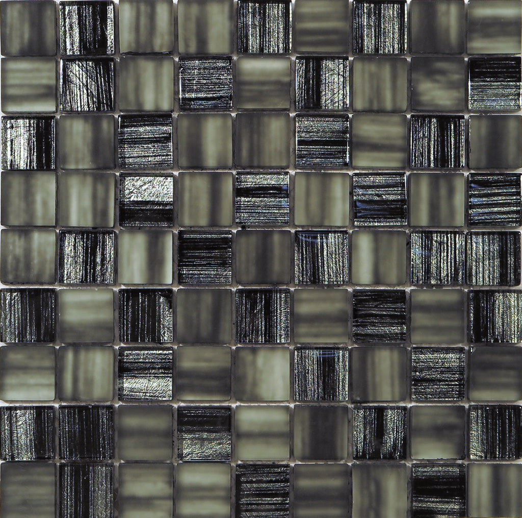 Black 11x11 Glossy Matte Square Glass Mosaic Tile (5 pack, 4.43 sq ft/case)