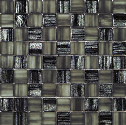 Black 11x11 Glossy Matte Square Glass Mosaic Tile (5 pack, 4.43 sq ft/case)