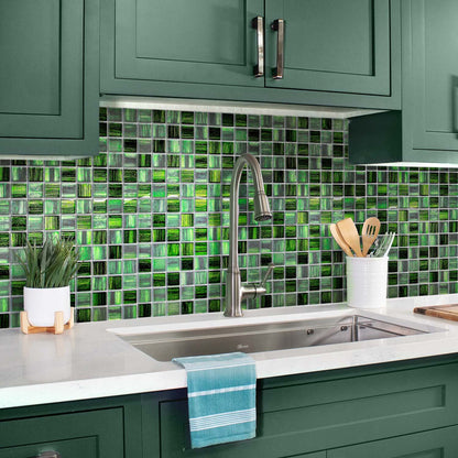 Emerald Green 11x11 Glossy Matte Square Glass Mosaic Tile (5 pack, 4.43 sq ft/case) - Sample